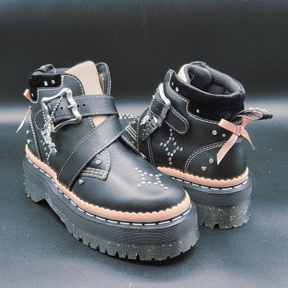 Dr. Martens Women\'s Caitie Leather Buckle Platform Boot